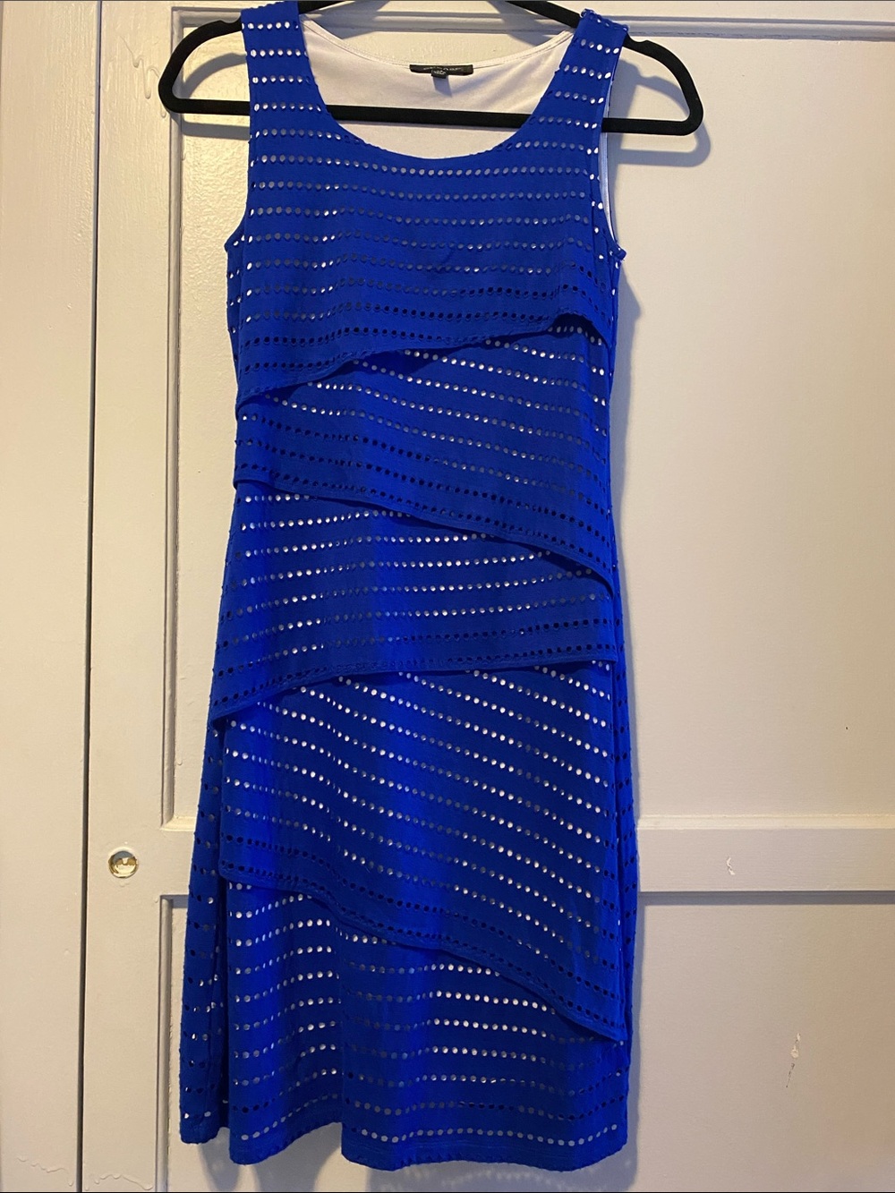 Spense Royal Blue Layered Eyelet Sleeveless Dress - Size XS